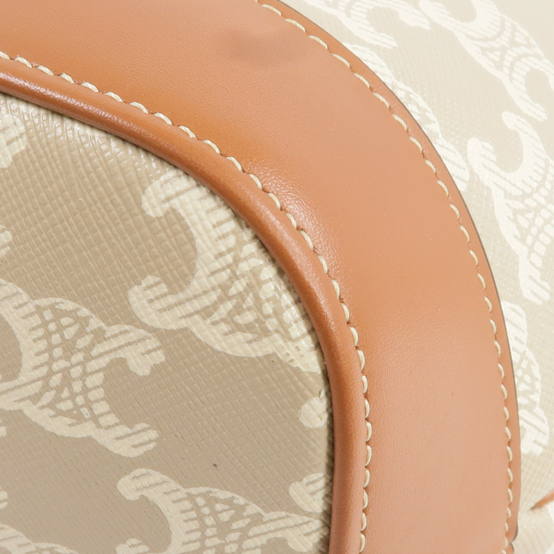 CELINE 塗層帆布Triomphe Bucket金扣肩背袋-10