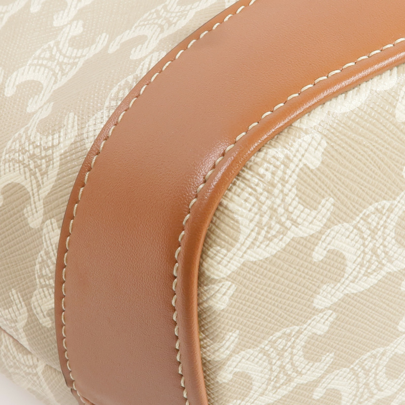 CELINE 塗層帆布Triomphe Bucket金扣肩背袋-11
