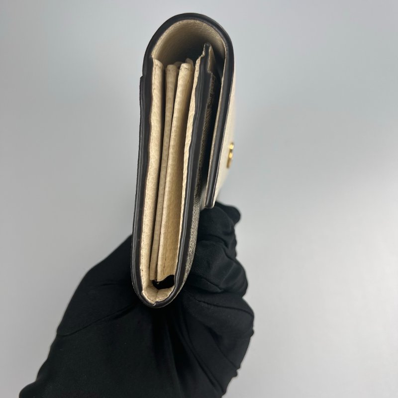 GUCCI 456116 白老花掀蓋長夾-3