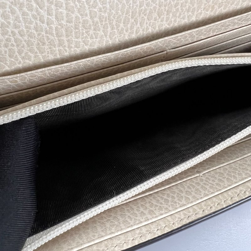 GUCCI 456116 白老花掀蓋長夾-6