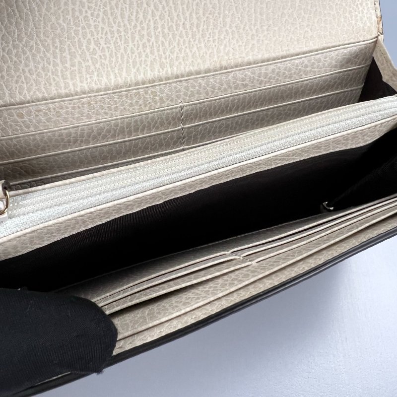 GUCCI 456116 白老花掀蓋長夾-8