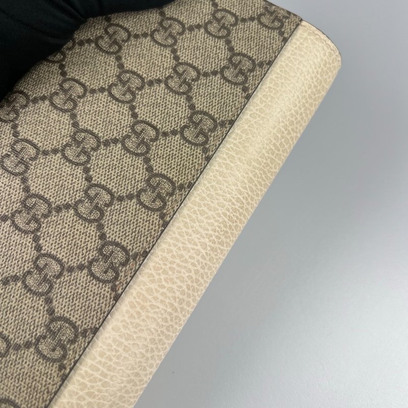 GUCCI 456116 白老花掀蓋長夾-9