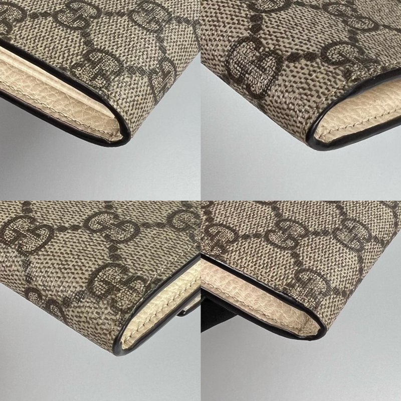 GUCCI 456116 白老花掀蓋長夾-10