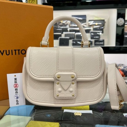 東區正精品㊣LV M22720 HIDE AND SEEK 近全新淺粉/白色水波紋手提包斜背包兩用包 RA1826-0