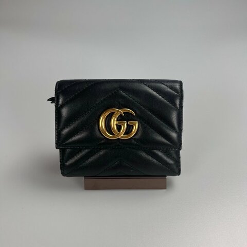 GUCCI 474802 黑MARMONT三折短夾