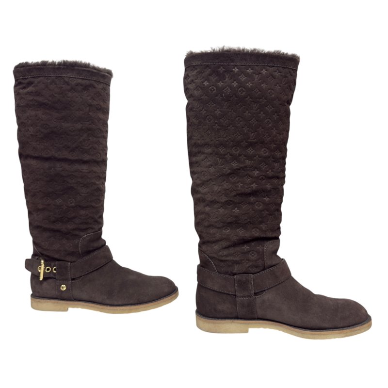 LOUIS VUITTON Snowball 老花 毛毛靴-4