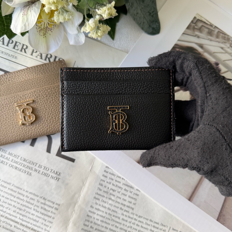 TB 標誌粒紋牛皮4卡名片/卡片夾(黑色)-1