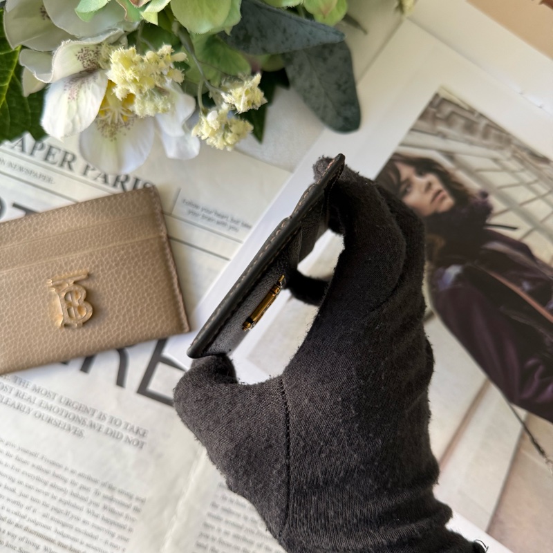 TB 標誌粒紋牛皮4卡名片/卡片夾(黑色)-2