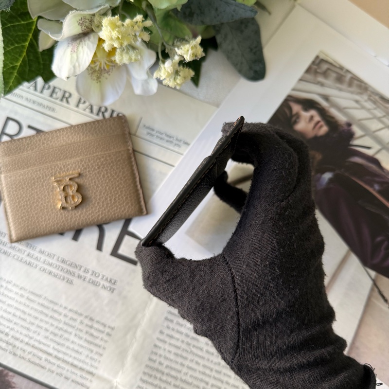 TB 標誌粒紋牛皮4卡名片/卡片夾(黑色)-4