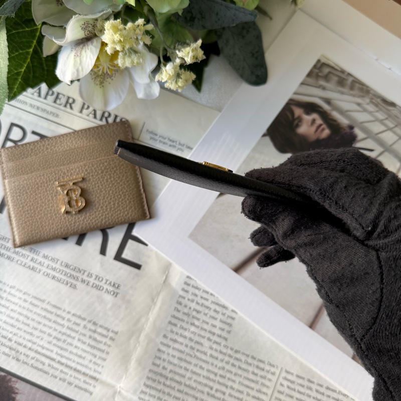 TB 標誌粒紋牛皮4卡名片/卡片夾(黑色)-5