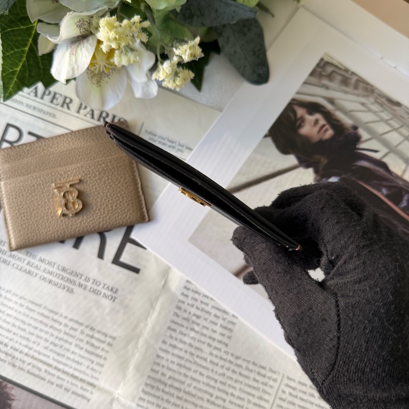 TB 標誌粒紋牛皮4卡名片/卡片夾(黑色)-6