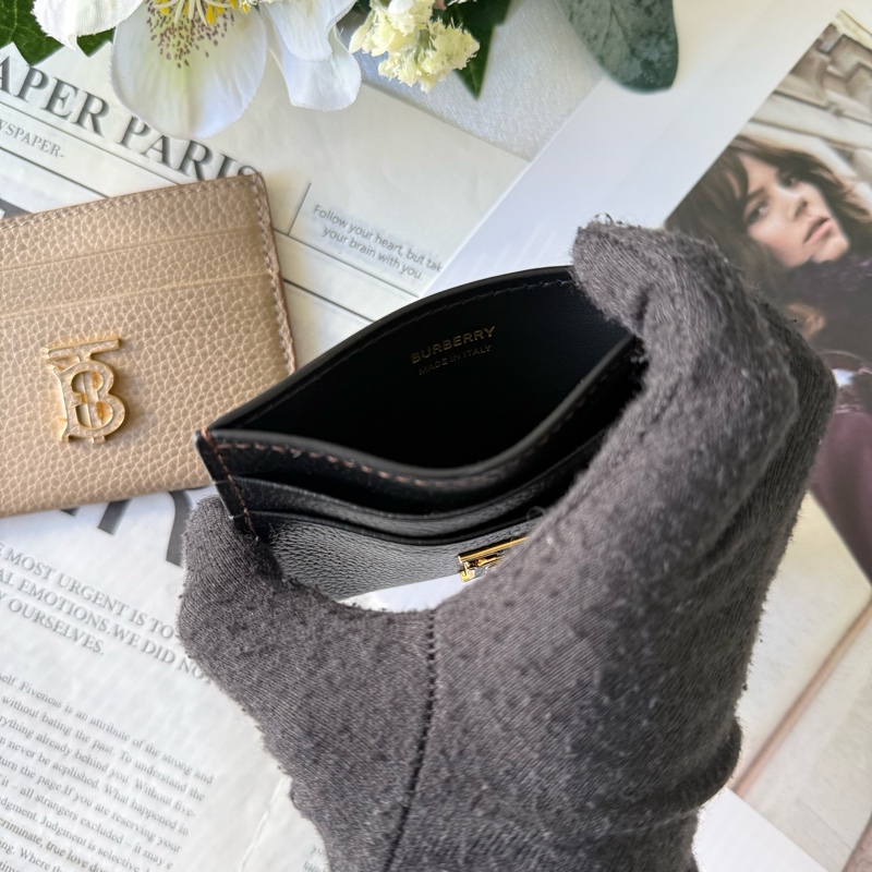 TB 標誌粒紋牛皮4卡名片/卡片夾(黑色)-7