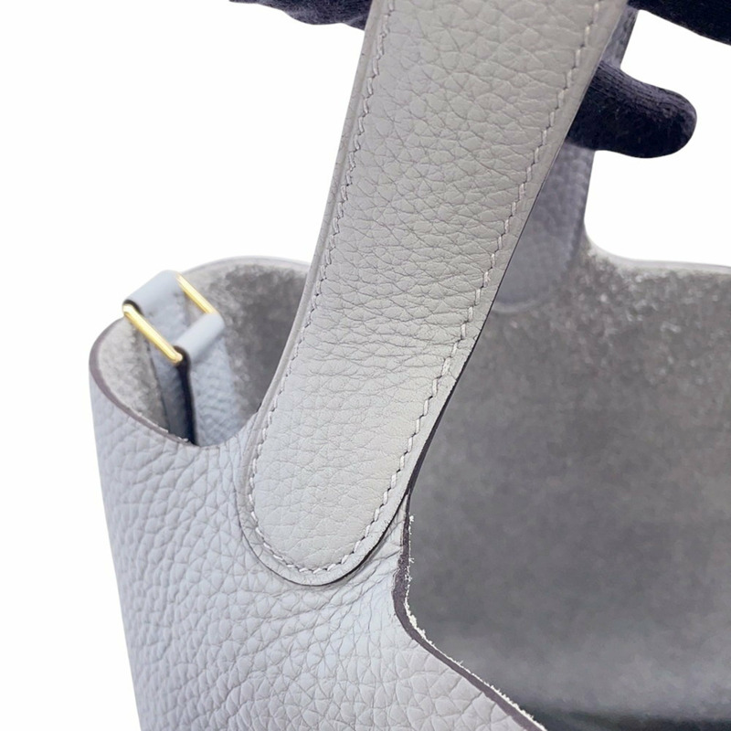 愛馬仕 Hermès Picotin Lock MM 手提包,綠色/香檳色,Taurillon Clemence 皮革,K 印記-8