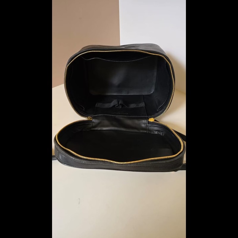 絕版古董包 Chanel黑色魚子醬化妝盒子包 斜背包 側背包 單肩包-3