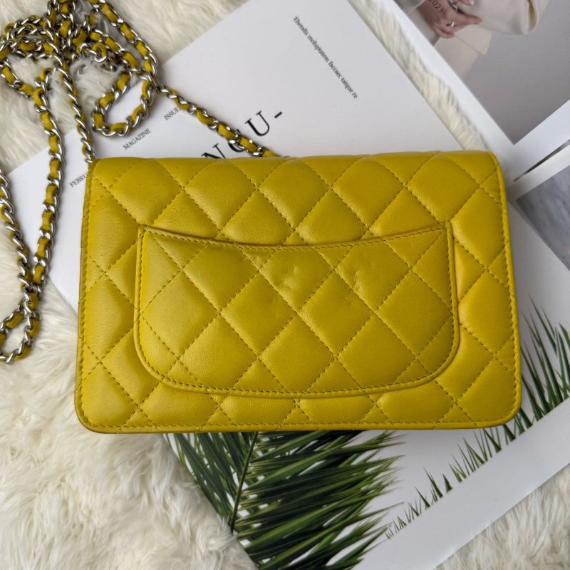 Chanel WOC 檸檬黃銀扣 鏈條包-1
