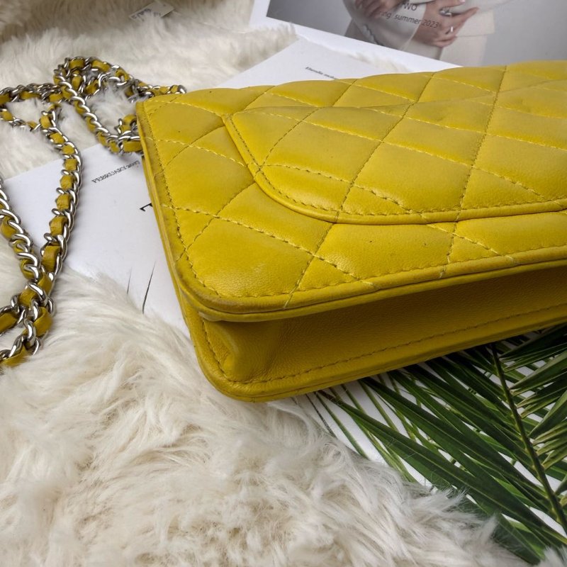 Chanel WOC 檸檬黃銀扣 鏈條包-2