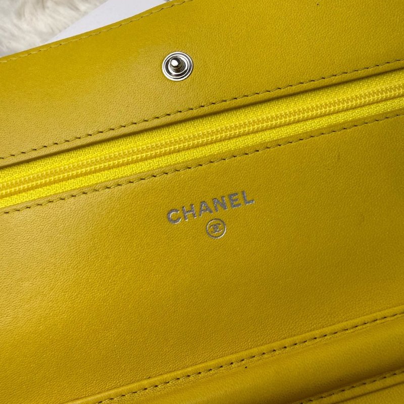 Chanel WOC 檸檬黃銀扣 鏈條包-4