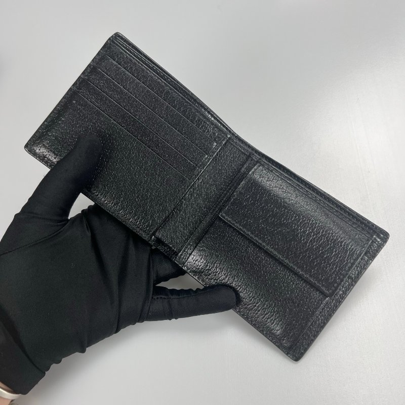 GUCCI 428725 黑金LOGO對開短夾-4