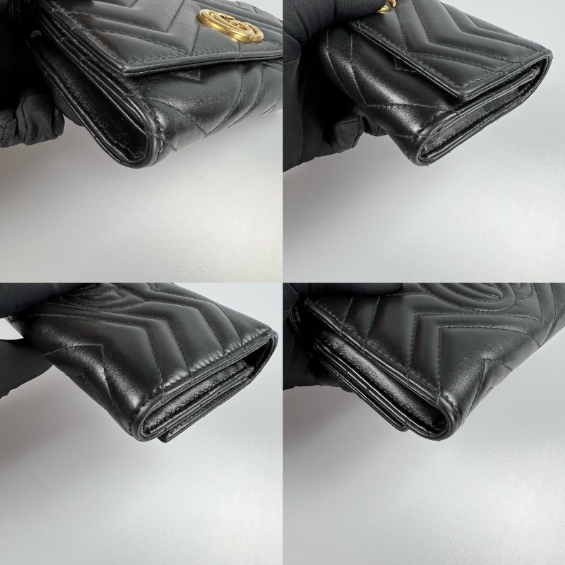 GUCCI 428725 黑金LOGO對開短夾-8