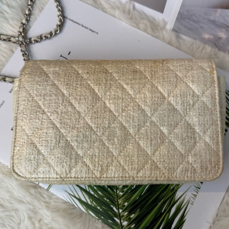 Chanel woc 淺色銀扣 編織款 17開-1