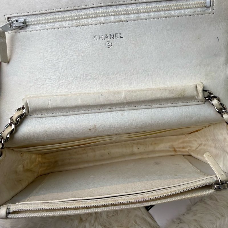 Chanel woc 淺色銀扣 編織款 17開-6