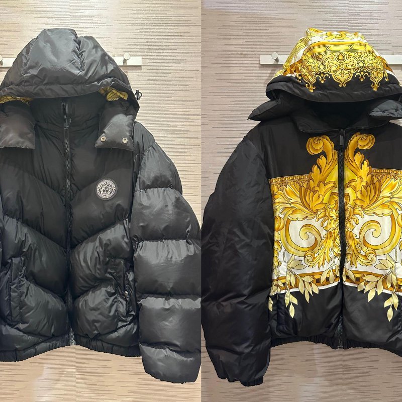 💎Han's house精品服飾💎VERSACE 凡賽斯 頂級黑牌 巴洛克 雙面 羽絨 外套-0