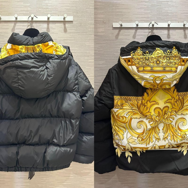 💎Han's house精品服飾💎VERSACE 凡賽斯 頂級黑牌 巴洛克 雙面 羽絨 外套-2