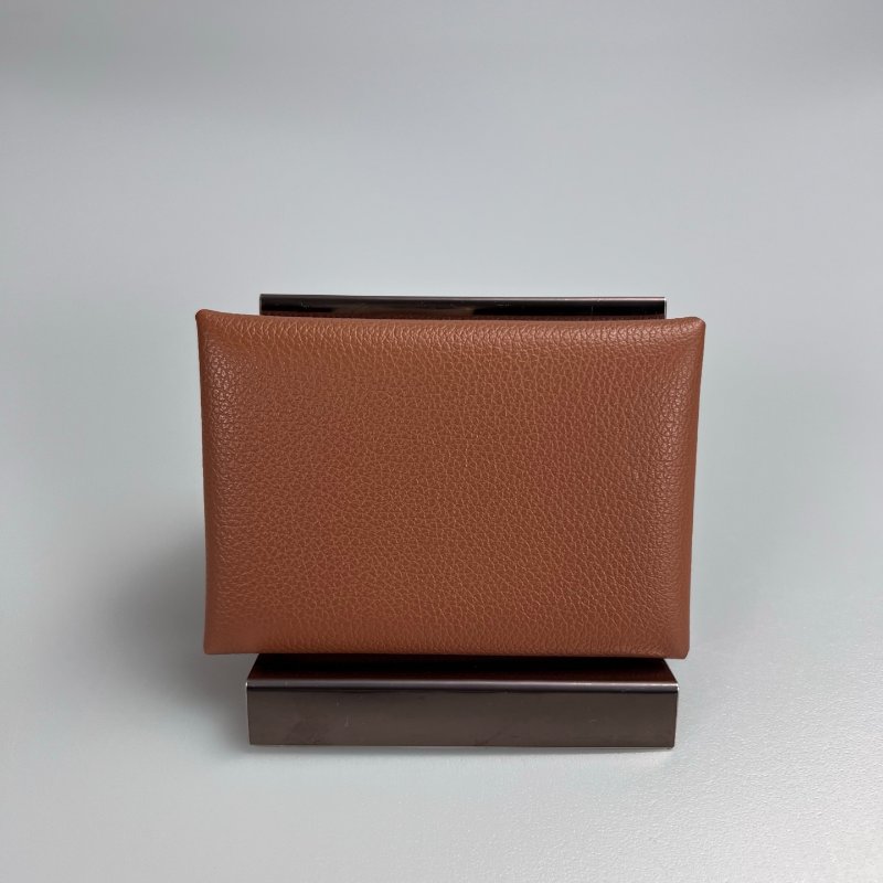 HERMES W刻 金棕CALVI DUO 卡包-0