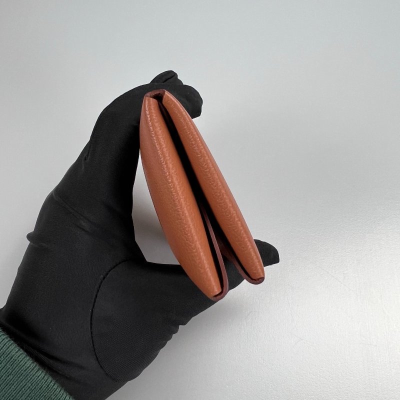 HERMES W刻 金棕CALVI DUO 卡包-3