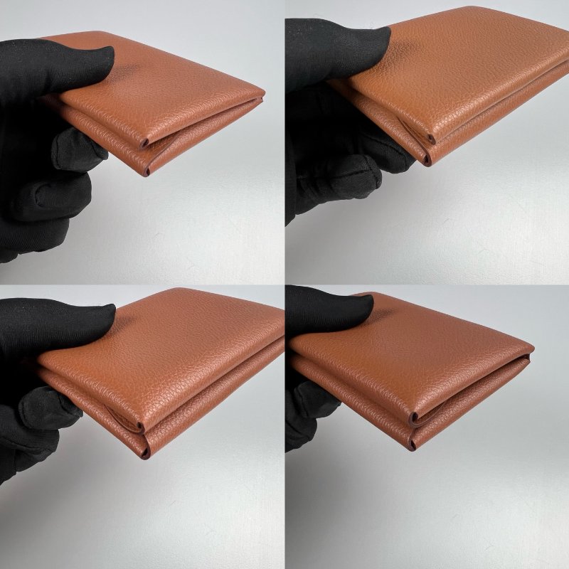 HERMES W刻 金棕CALVI DUO 卡包-8