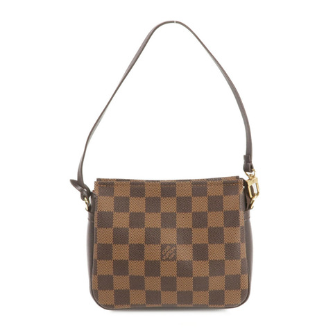 LOUIS VUITTON Damier Trousse Makeup Accessory Pouch金扣手挽袋棕色