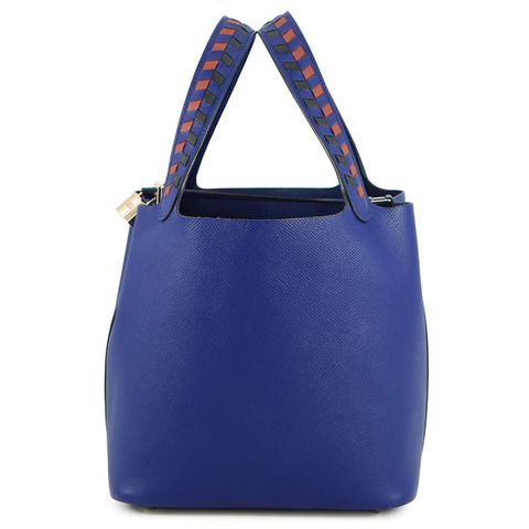 愛馬仕 Hermès Picotin Lock MM Traces 手提包，藍色踝帶/磚紅色/黑色，Epson D 印章