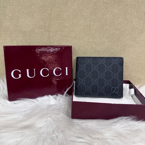 Gucci 黑灰PVC對開短夾 全新離櫃