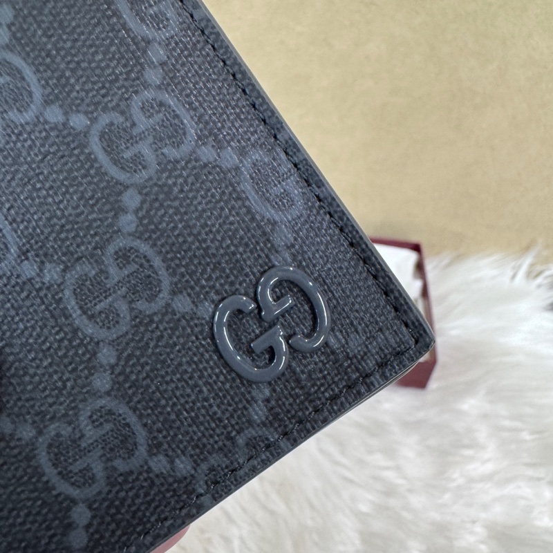 Gucci 黑灰PVC對開短夾 全新離櫃-8