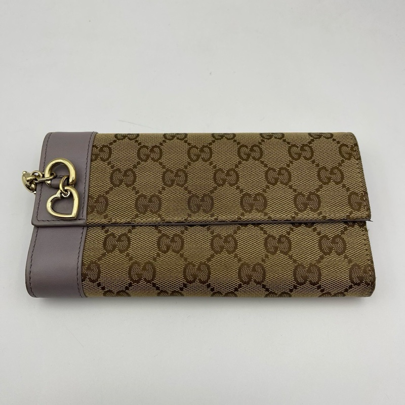 GUCCI古驰紫色长款满logo钱包-0