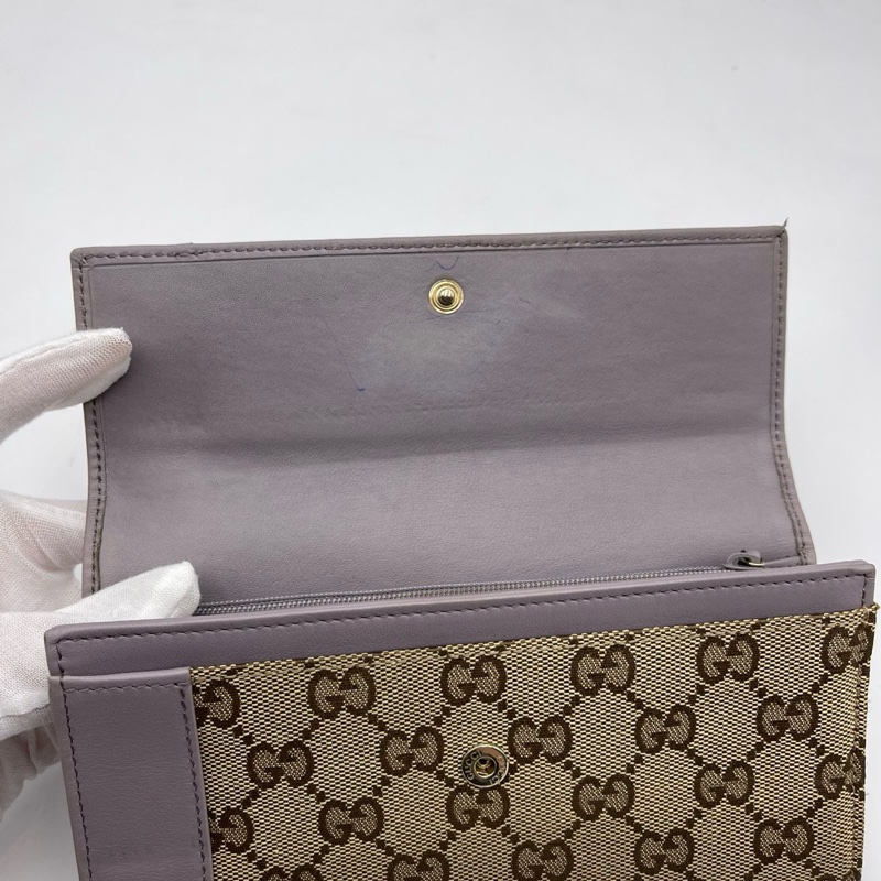 GUCCI古驰紫色长款满logo钱包-6