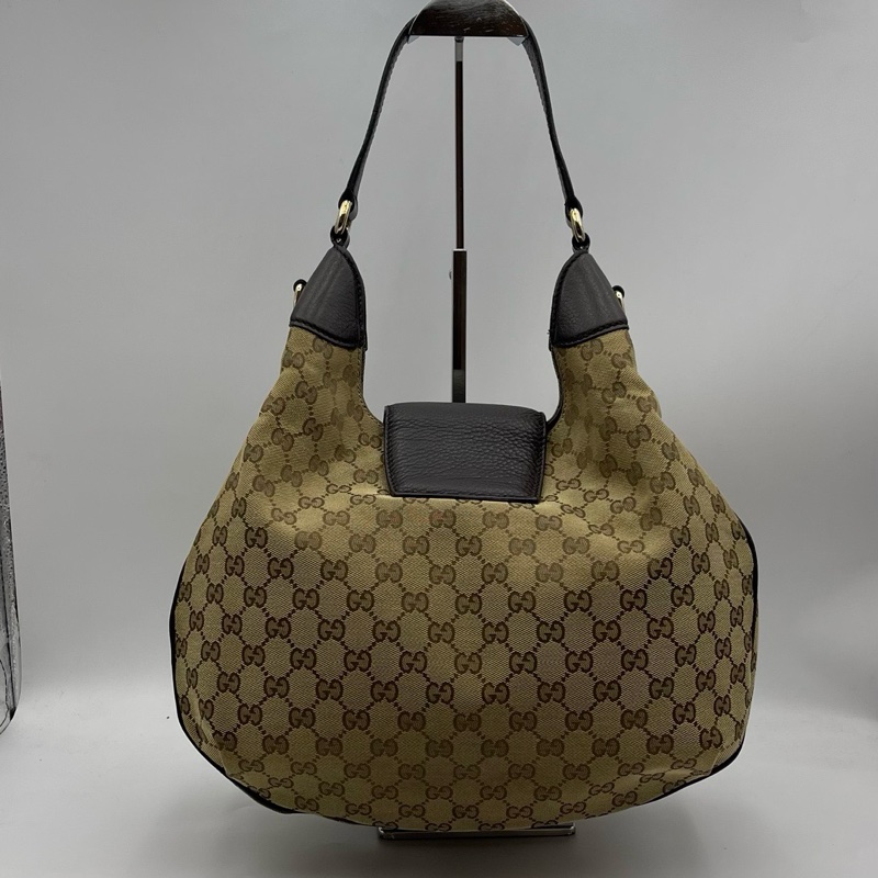 GUCCI Dressage老花牛皮拼帆布单肩斜挎包-1