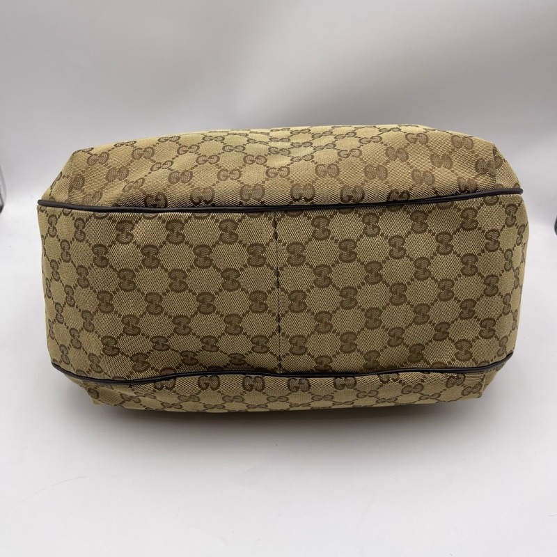 GUCCI Dressage老花牛皮拼帆布单肩斜挎包-5