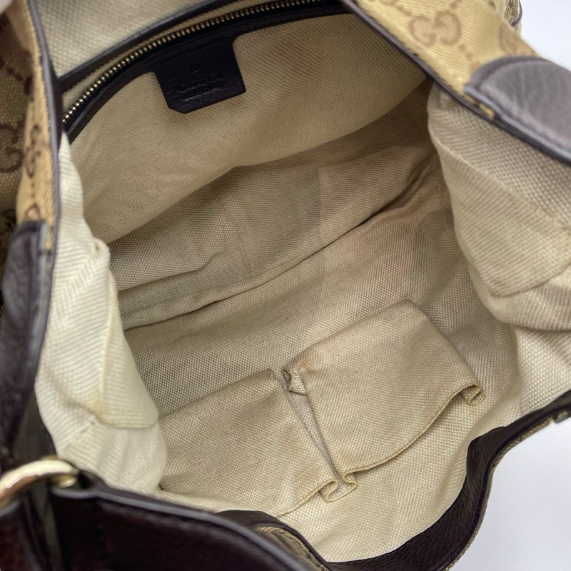 GUCCI Dressage老花牛皮拼帆布单肩斜挎包-6