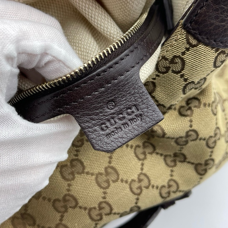 GUCCI Dressage老花牛皮拼帆布单肩斜挎包-8