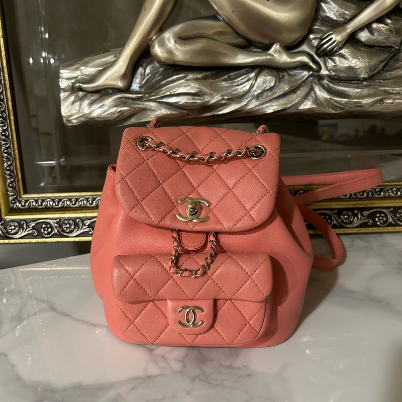 ✨ Chanel 蜜桃粉 duma 誰背誰好看 晶片款🍑-3