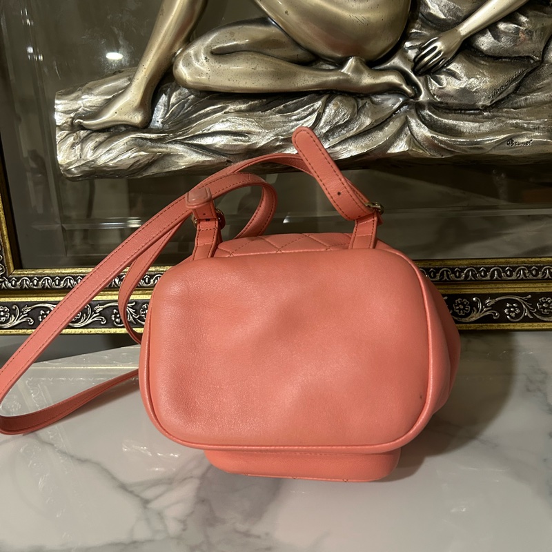 ✨ Chanel 蜜桃粉 duma 誰背誰好看 晶片款🍑-5