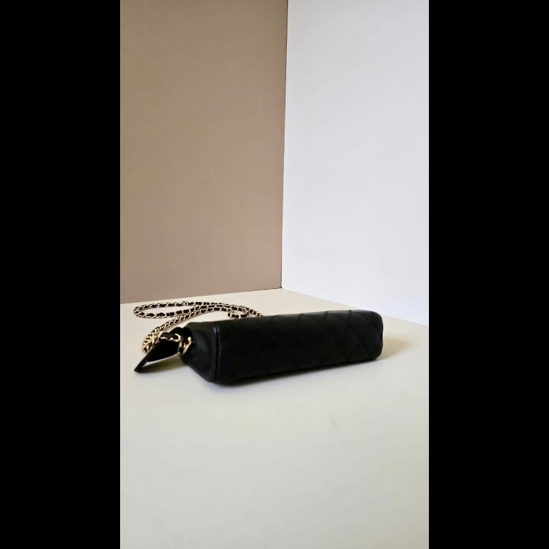 【LA LUNE】中古包 Chanel 黑色小羊皮革斜背包 單肩包 側背包 二手包 古董包-5