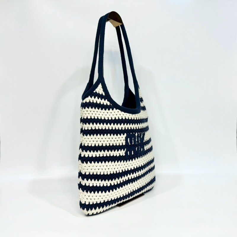 MIUMIU藍白編織金釦IVY托特包-3