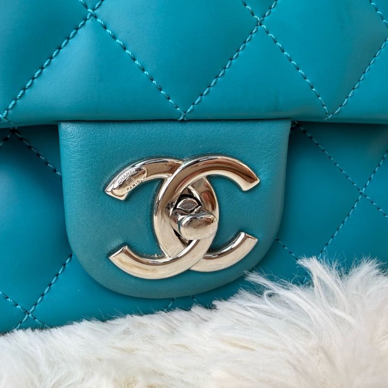 Chanel Coco Rain Coating 皮革單翻蓋雙鏈包-4