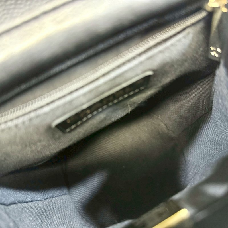 CHANEL黑淡金釦粒紋牛皮雙肩束口後背包AS3290-11