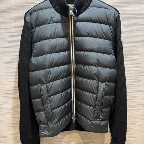 💎Han's house精品服飾💎moncler 羊毛 拼接 羽絨 外套 深藍 原價 41800