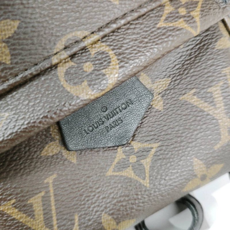 LV Palm Springs 棕色 老花 塗層帆布拼牛皮 mini 雙肩包-5