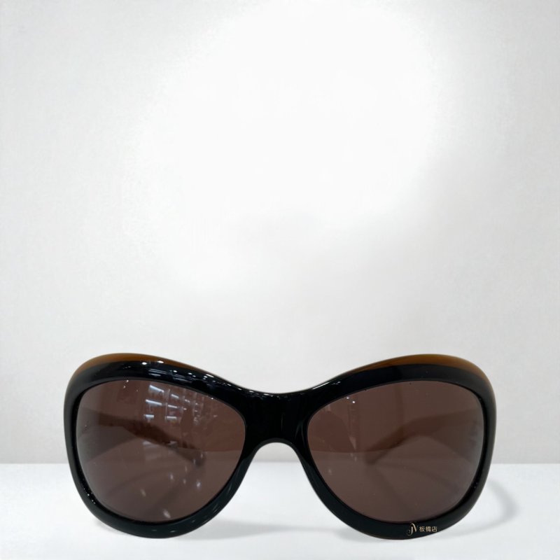 Chanel 棕黑拚米色菱格紋金色雙C墨鏡-0