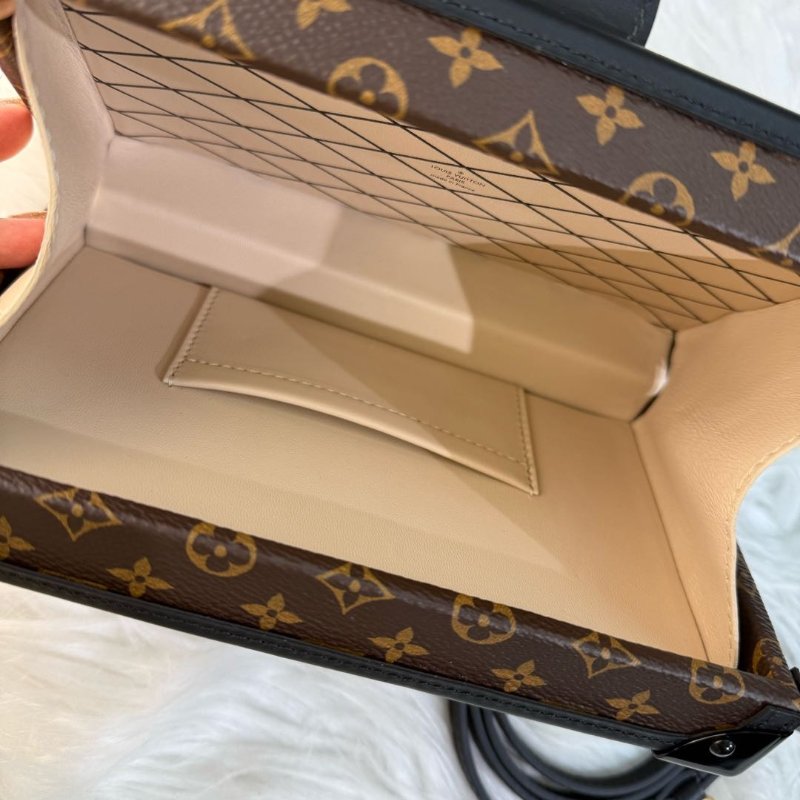 LV Petite Malle 盒子 棕色拼黑色 老花 塗層帆布拼牛皮 小號 金扣-4